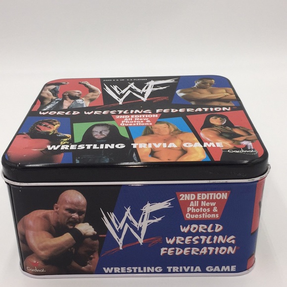 Vintage WWF World Wrestling Federation Trivia Game 1999 in Storage Tin - Picture 2 of 11
